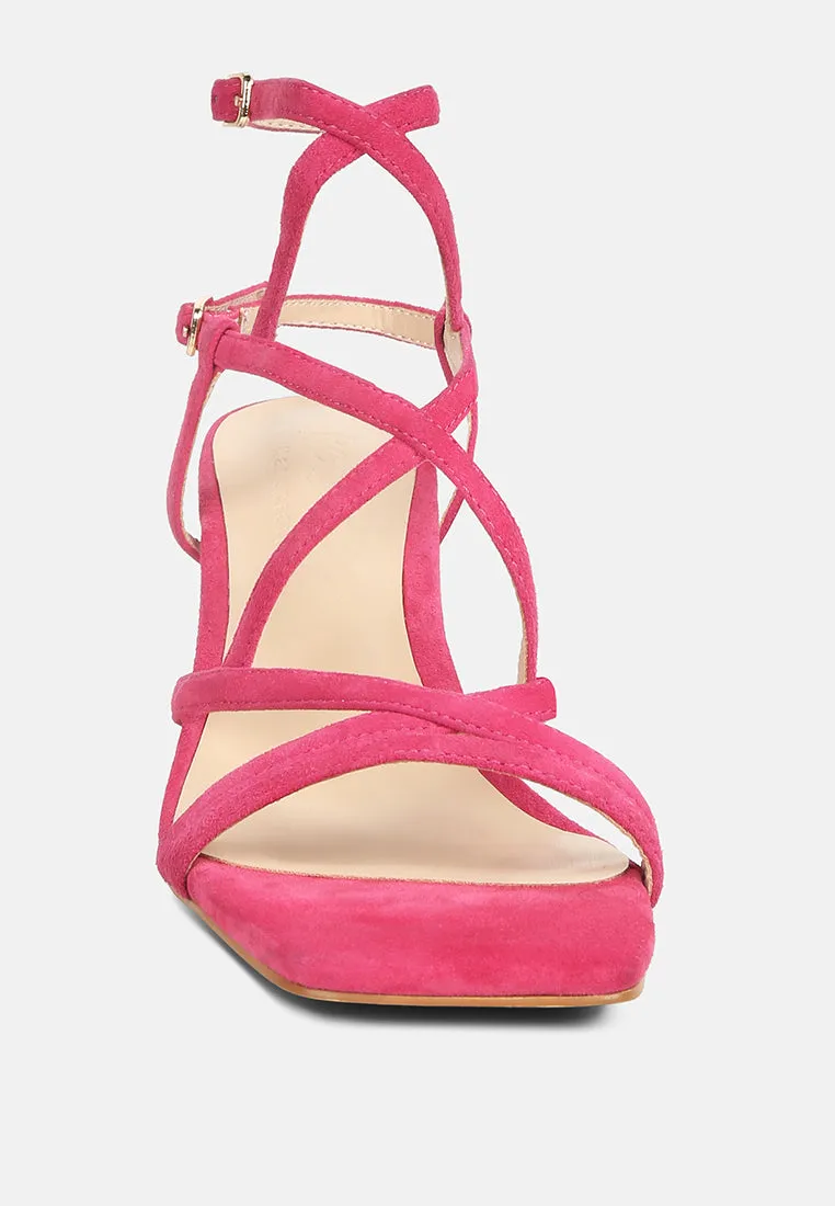 FIORELLA Fuchsia Strappy Block Heel Sandals