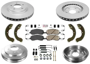 Front Rotors Brake Pads Drums Shoes for Jeep Compass 07-16 With Rear Drum Brakes