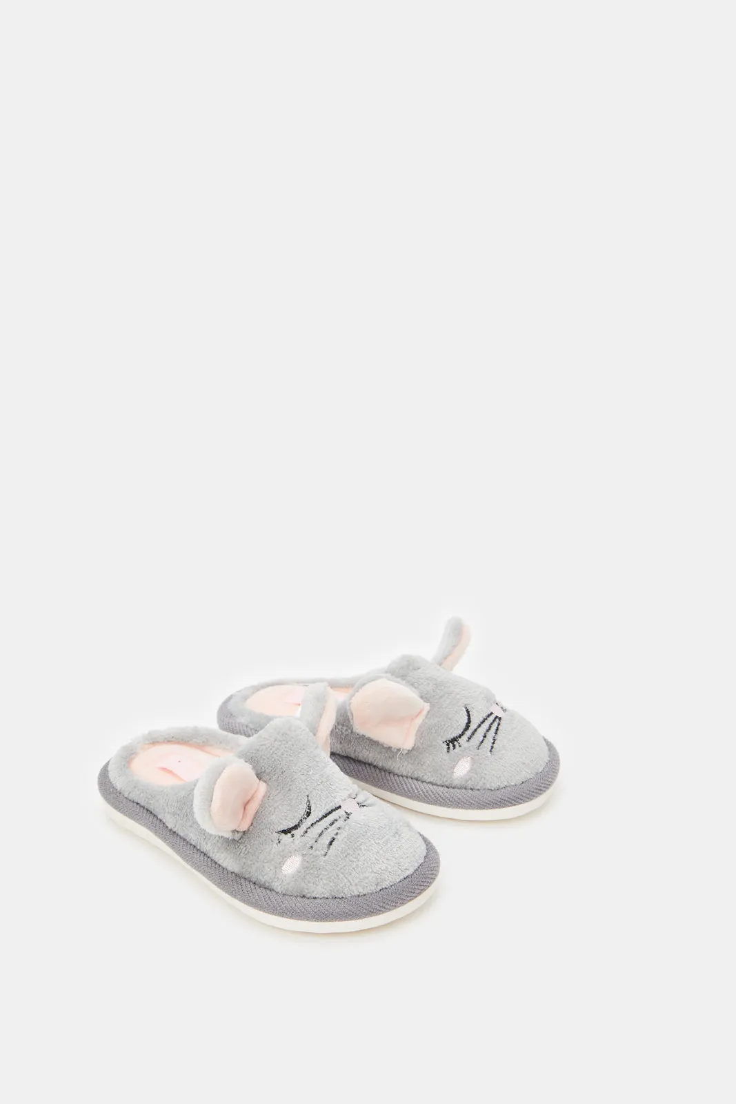 Girls Grey Bunny Slippers