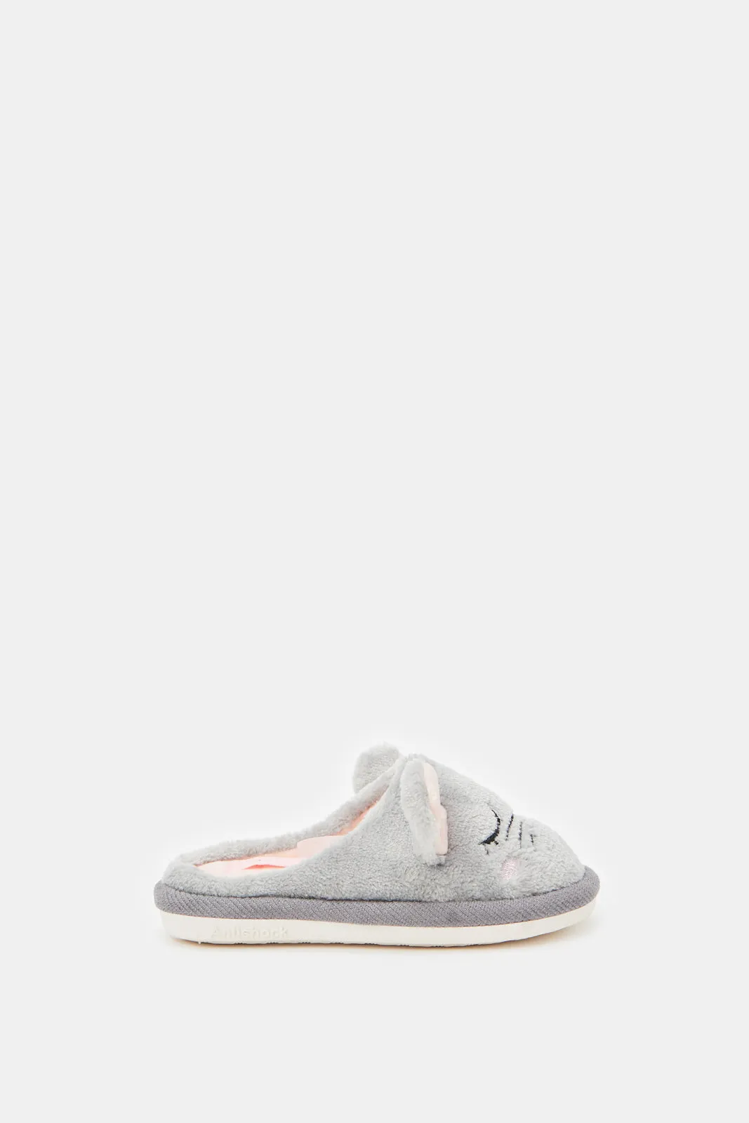 Girls Grey Bunny Slippers