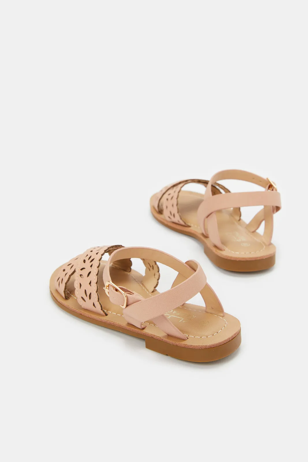 Girls Pink Laser Cut Sandal