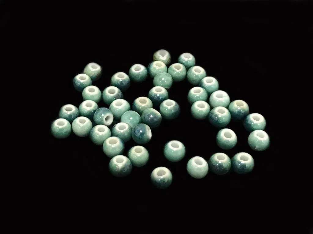 Green Blue Circular Ceramic Beads