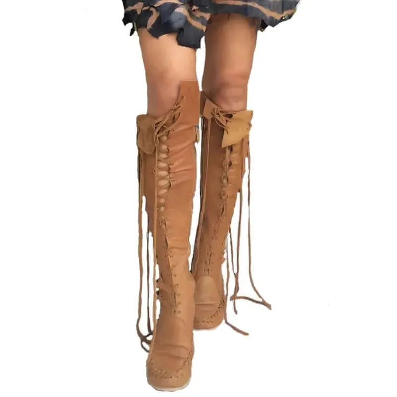 High Quality New PU Boots For Women Sexy Lace-up Over The Knee Boots