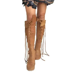 High Quality New PU Boots For Women Sexy Lace-up Over The Knee Boots