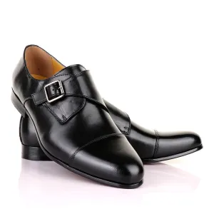 John Mendson Single Strap Buckle Leather Black Shoe