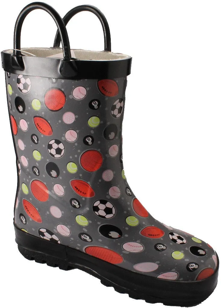 kids 5-10 sports print rainboots Case of 12