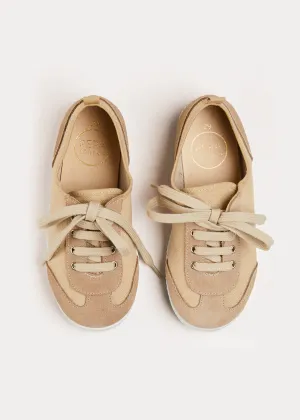 Lace Up Plimsoll Sneakers in Taupe (24-34EU)