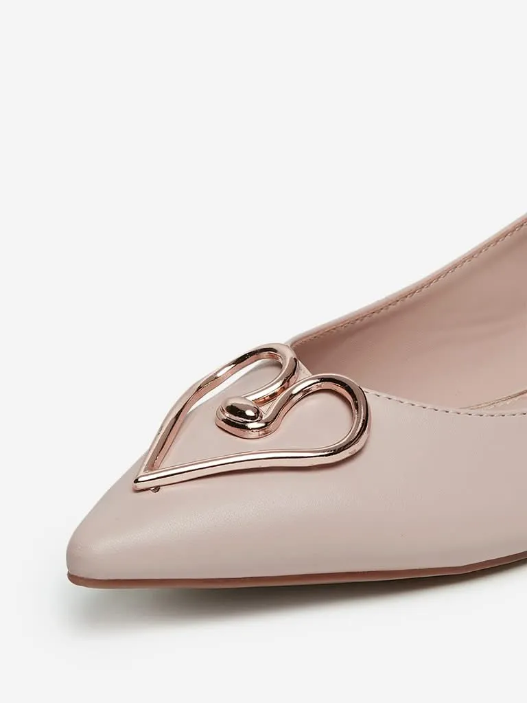 LUNA BLU Blush Pink Hardware Sling-Back Flats