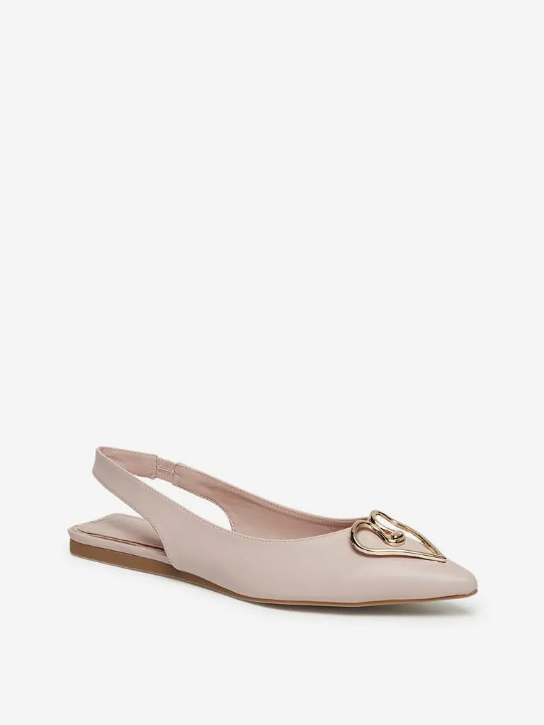 LUNA BLU Blush Pink Hardware Sling-Back Flats