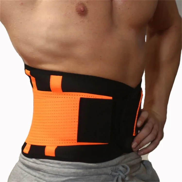 Men and Women Neoprene Lumbar Waist Support Unisex Exercise Weight Loss Burn Shaper Gym Fitness Belt, Size:S(Orange)