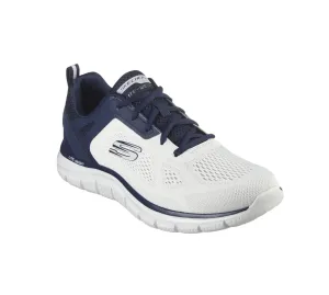 Mens Skechers Track Broader Shoes Off White/Navy