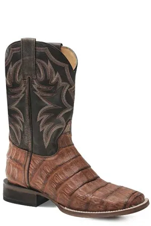 Men's Tan Belly Tail Caiman Broad Square Toe Boots from Roper Footwear