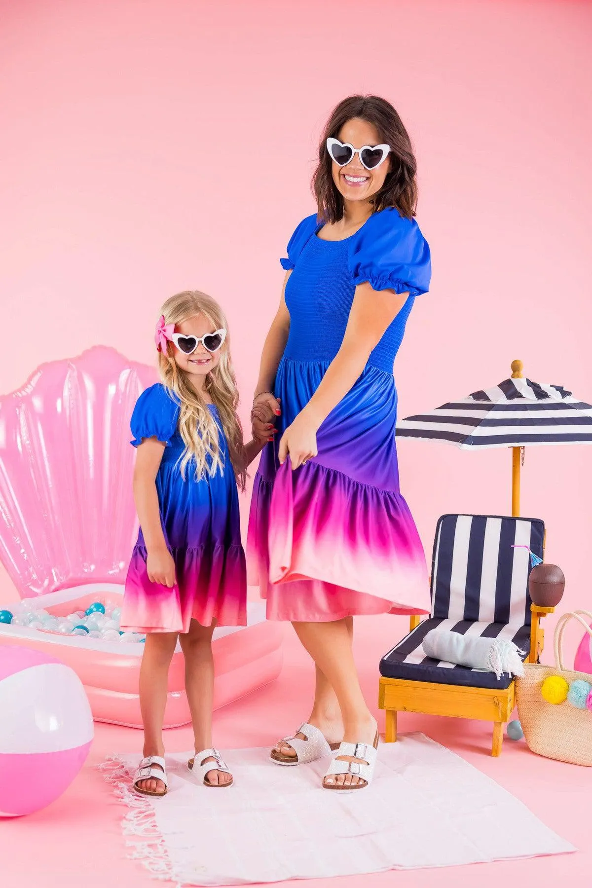 Mom & Me - Blue Sunset Ruffle Dress