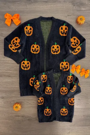 Mom & Me - Cozy Jack-O'-Lantern Cardigan