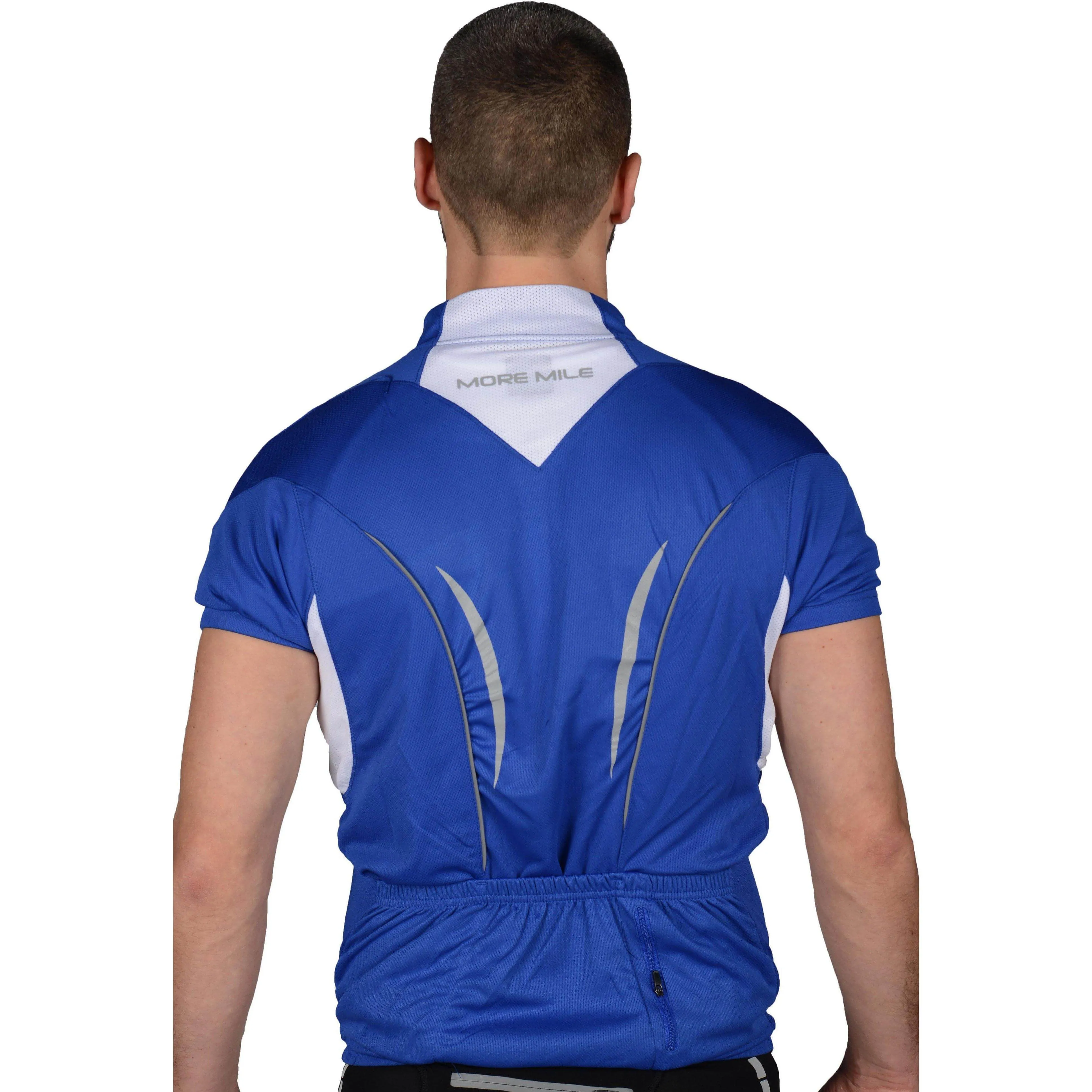 More Mile Short Sleeve Half Zip Mens Cycling Jersey - Blue