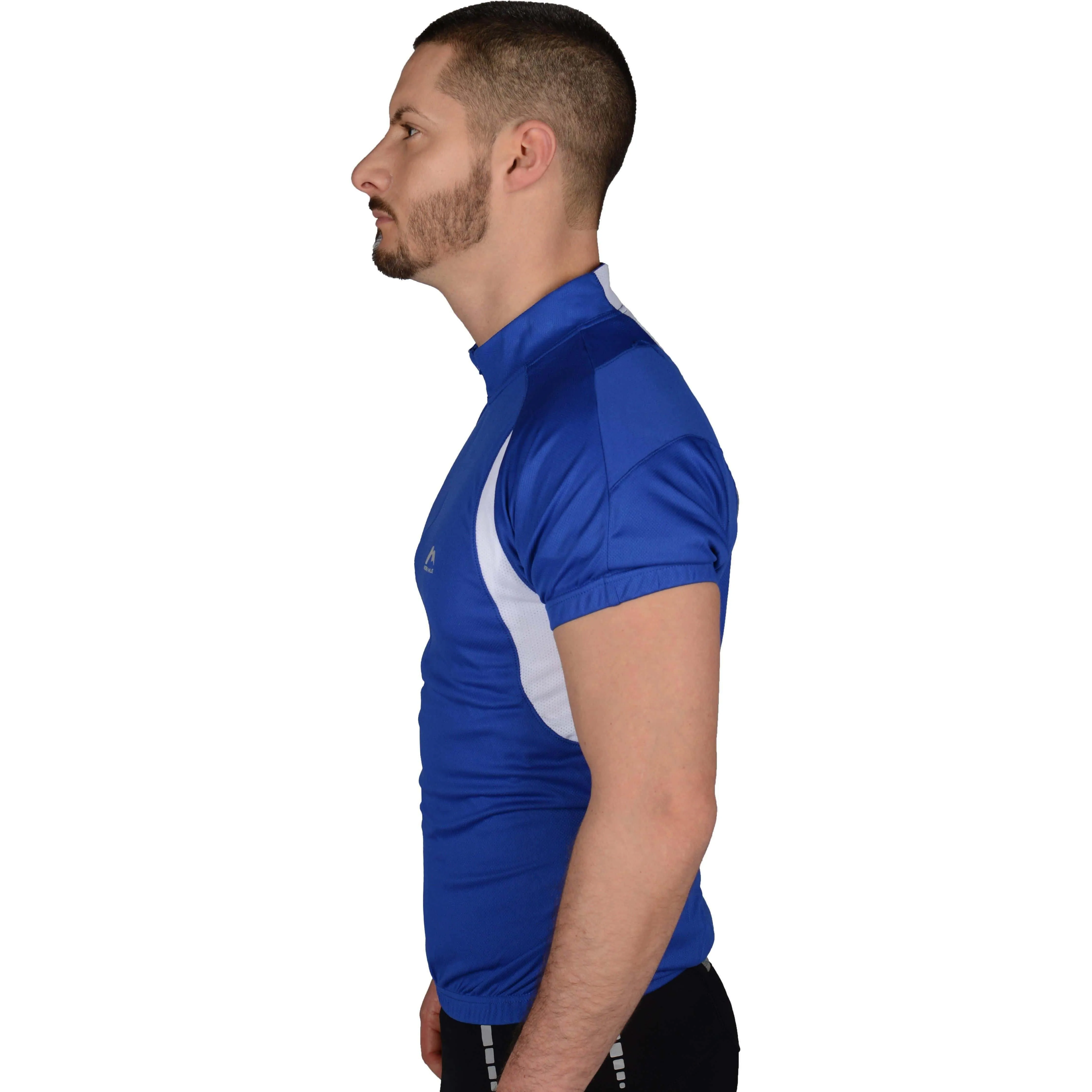 More Mile Short Sleeve Half Zip Mens Cycling Jersey - Blue