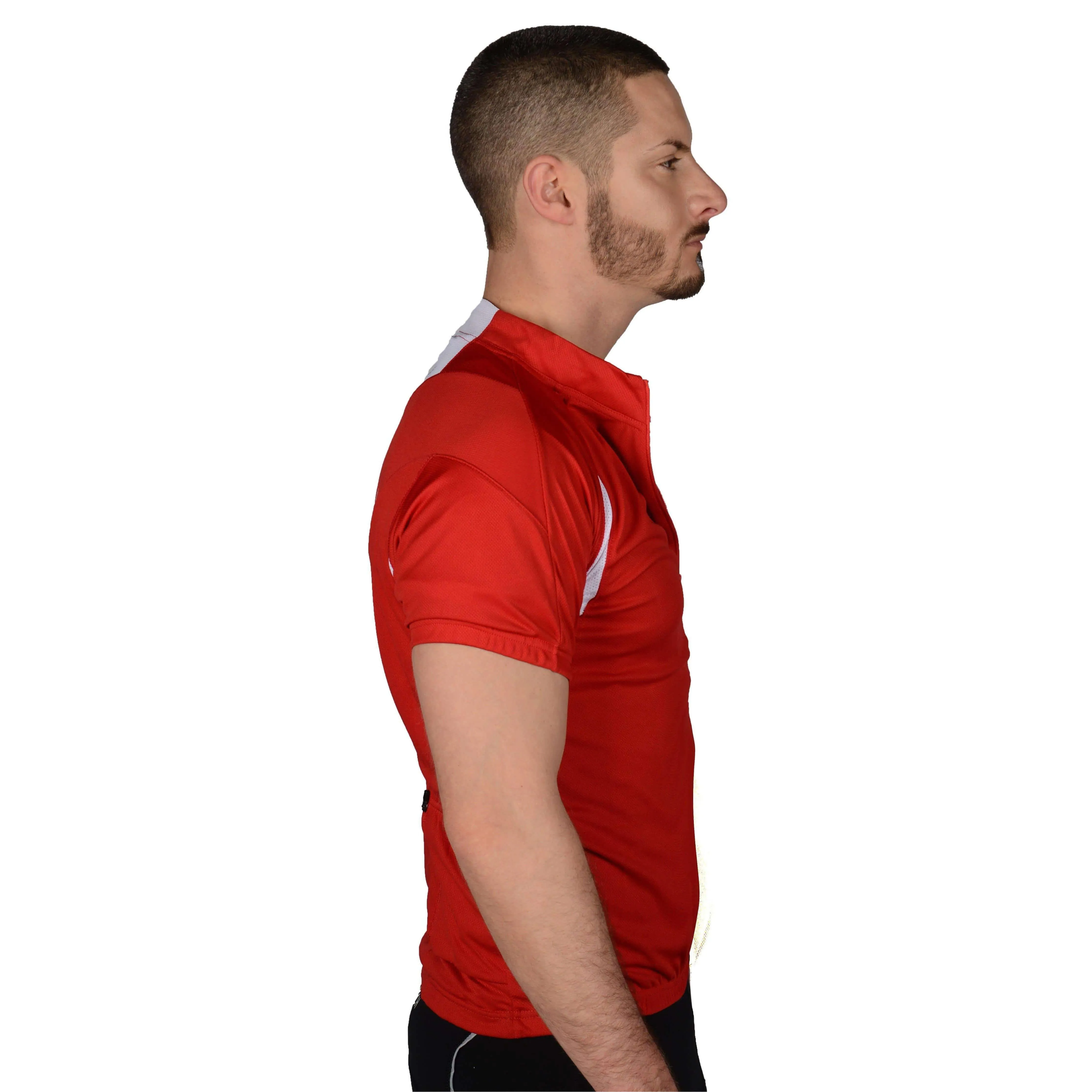 More Mile Short Sleeve Half Zip Mens Cycling Jersey - Red