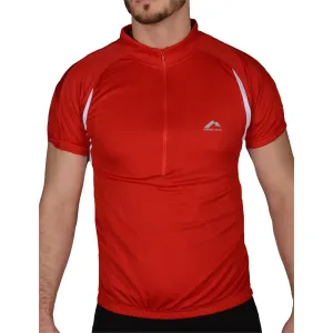 More Mile Short Sleeve Half Zip Mens Cycling Jersey - Red