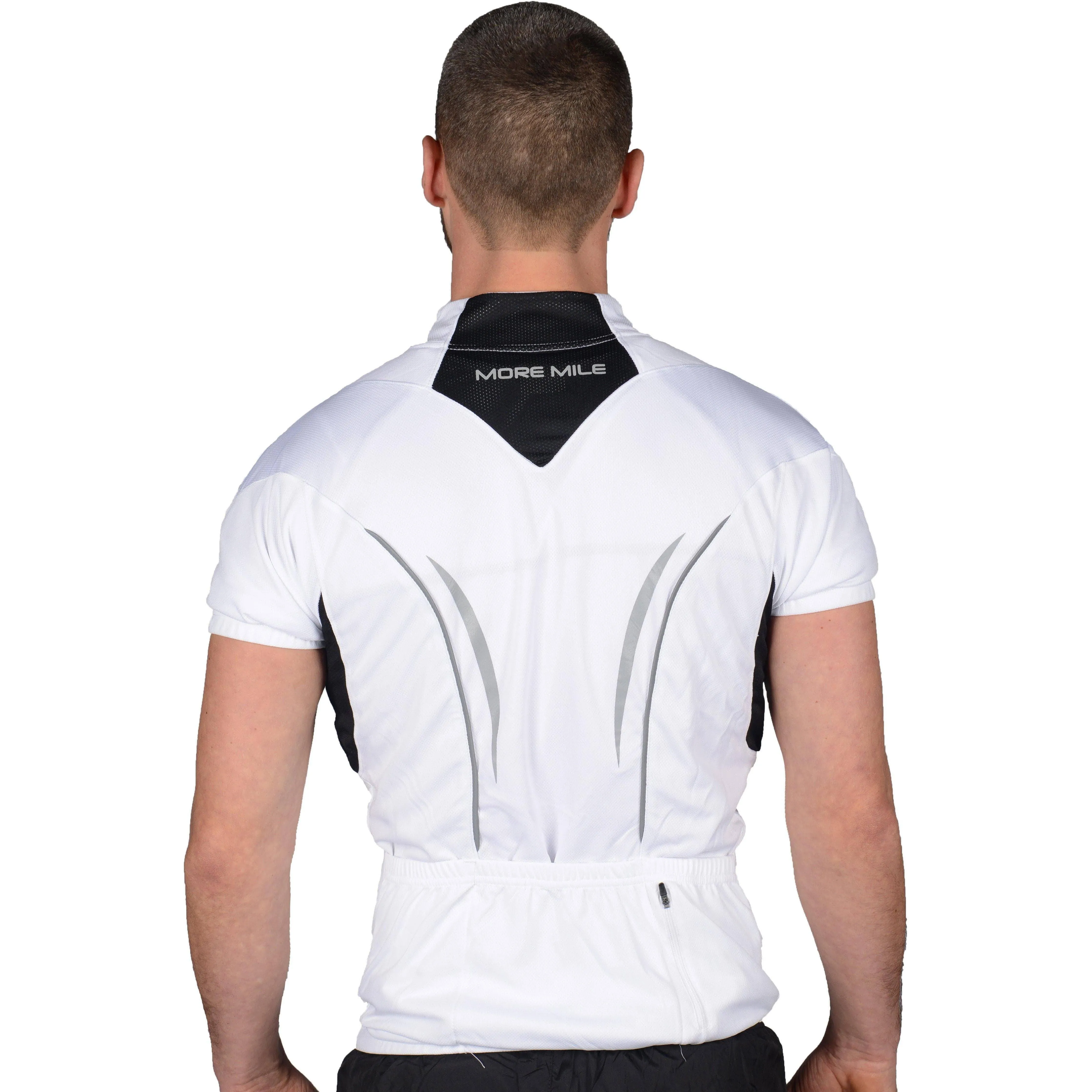 More Mile Short Sleeve Half Zip Mens Cycling Jersey - White