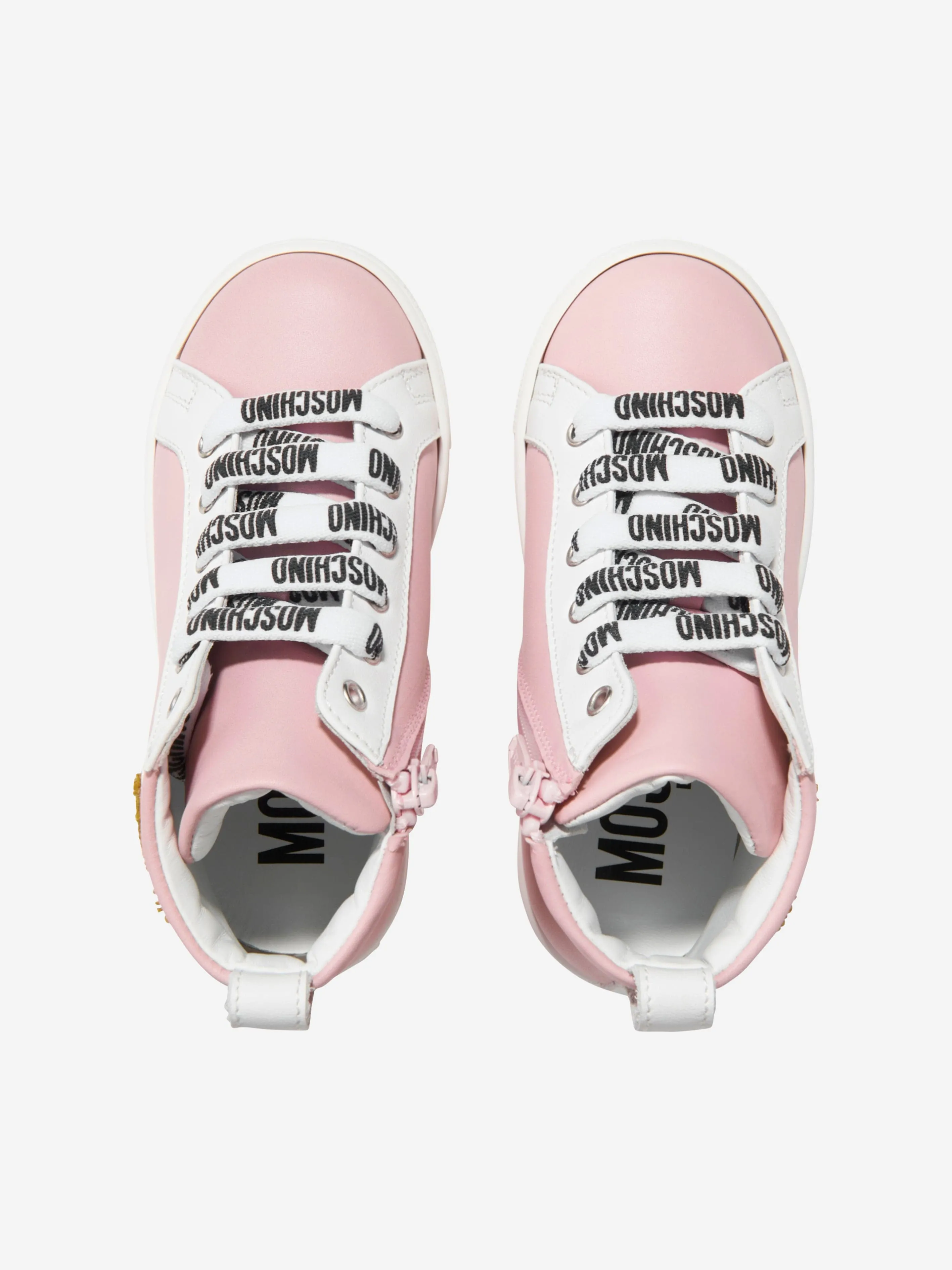 Moschino Girls Leather Teddy Patch High Top Trainers