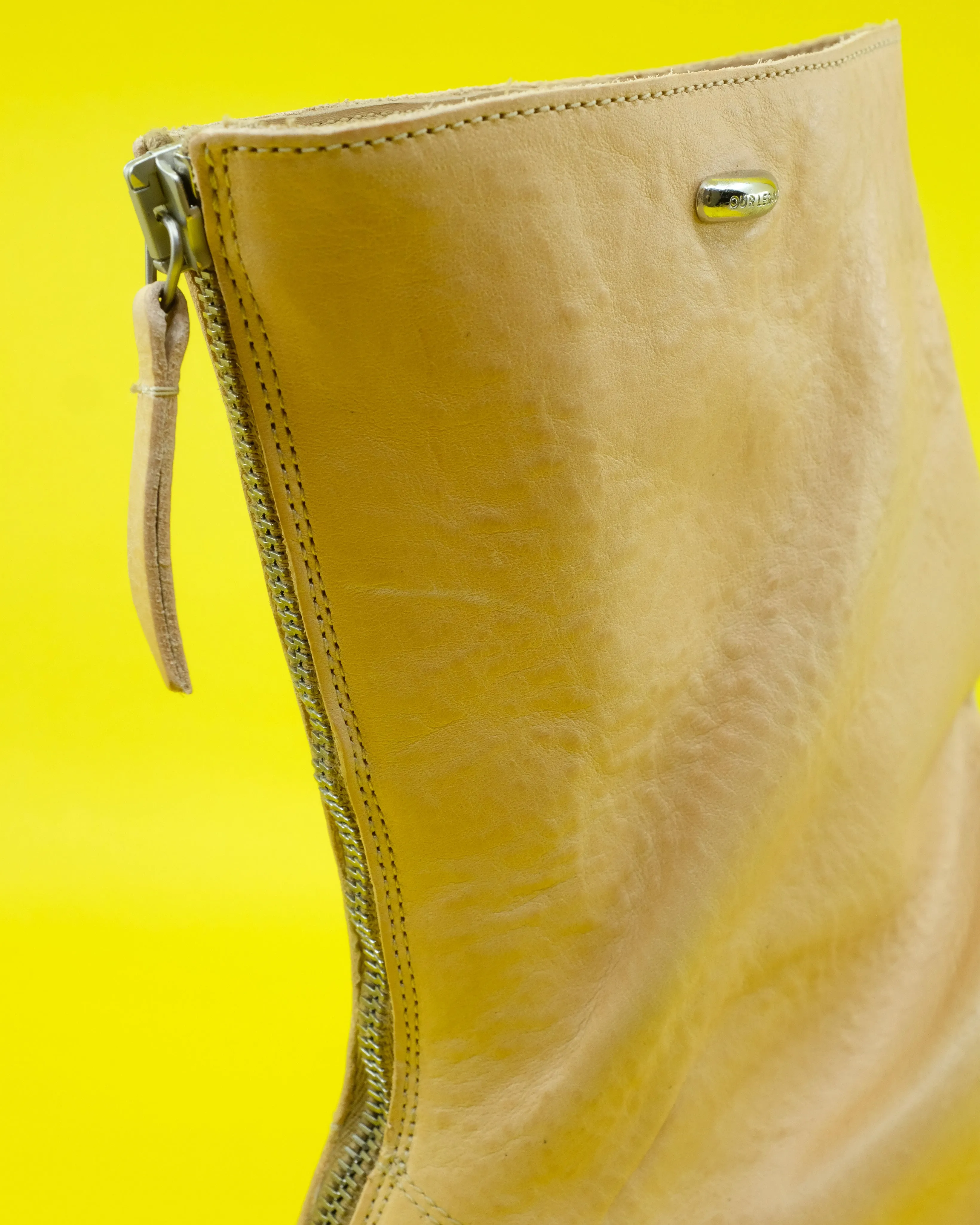 Natural Tan Leather Blunt Boot