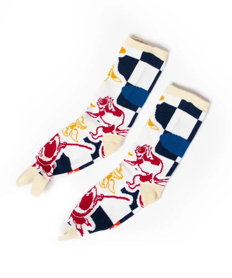 Navy Gold Fish Tabi Socks / High Quality Geta Socks (Size 40-44)