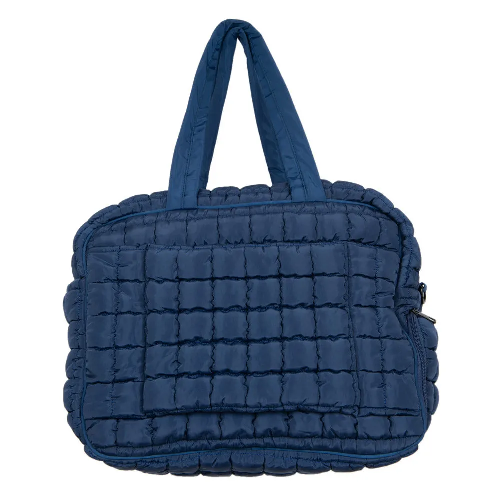 Navy Wholesale Quilted Weekend Duffel Bag w/ Pass-Thru Slip