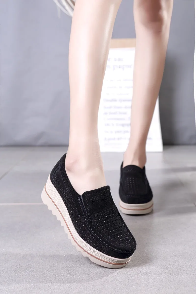 New Spring Fashion Women Casual Shoes Suede Leather Platform Shoes S45612