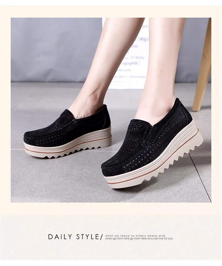 New Spring Fashion Women Casual Shoes Suede Leather Platform Shoes S45612