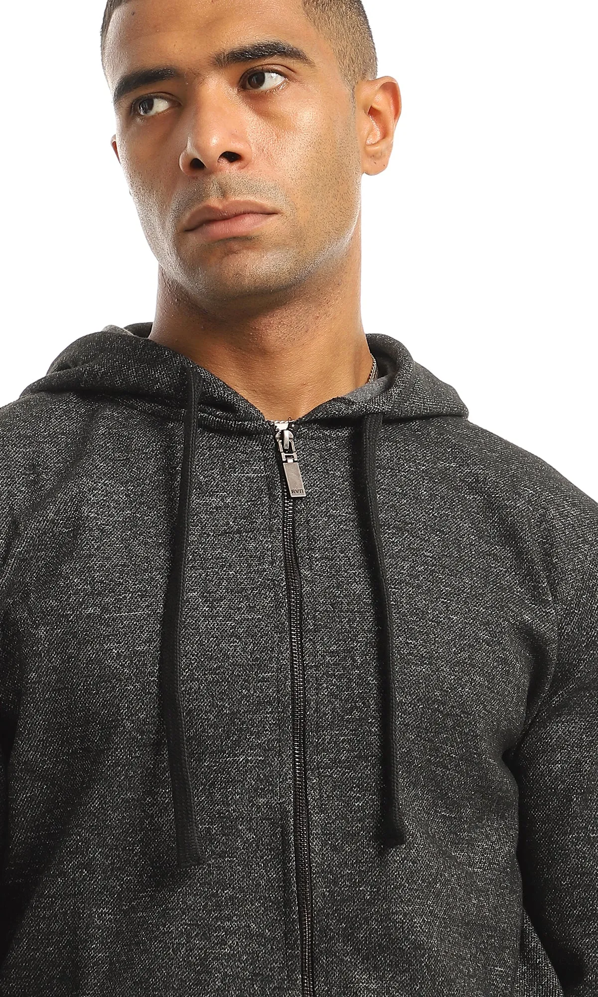 O155660 Black Hooded Zip-Through Sweatshirt