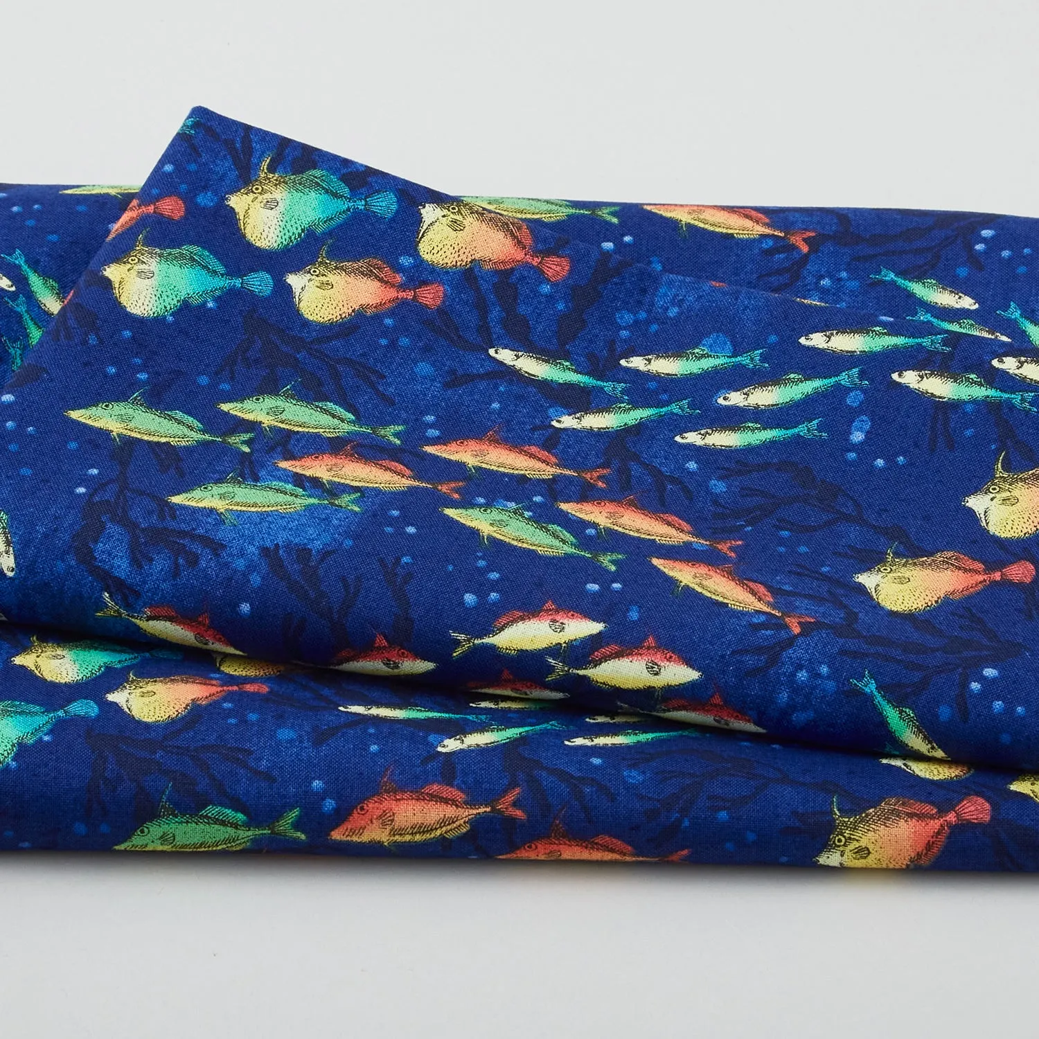 Ocean Menagerie - School of Fish Navy 2 Yard Cut