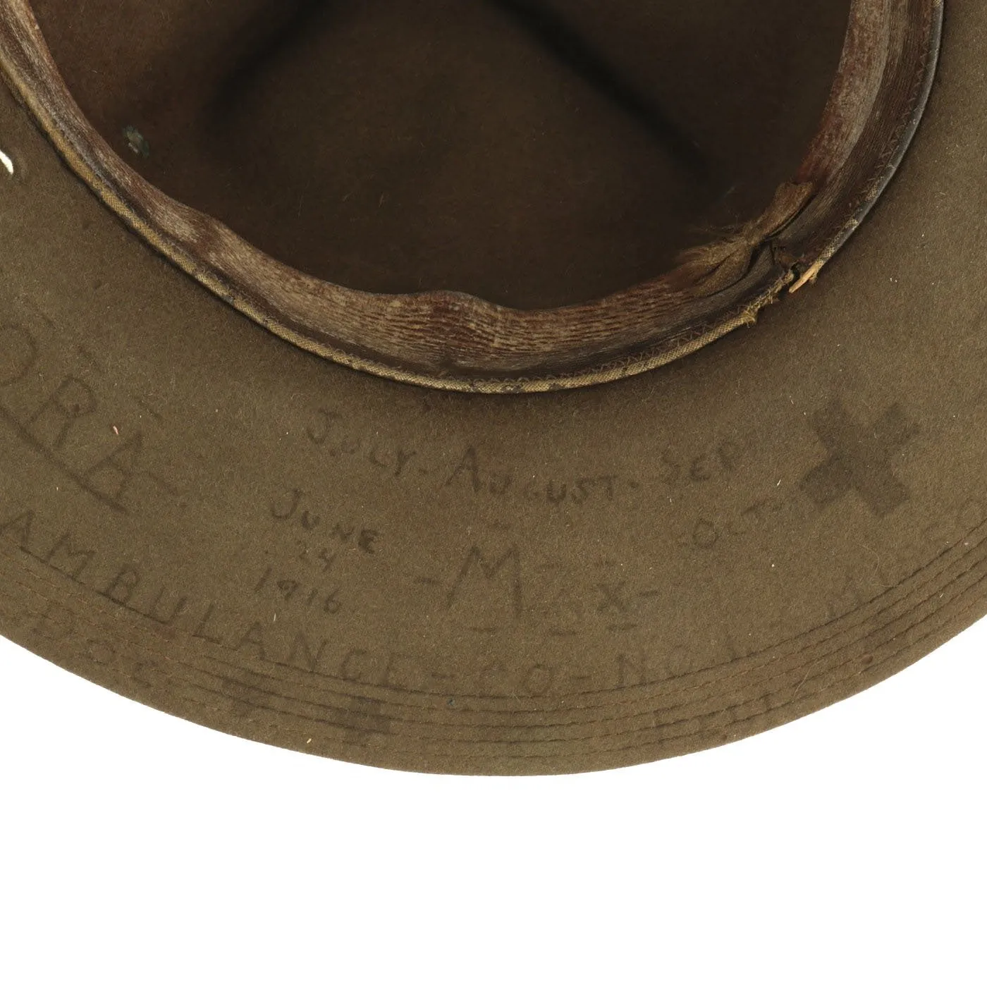 Original Pre-WWI U.S. Army Pancho Villa Expedition M1911 Campaign Hat with Information Written on Brim