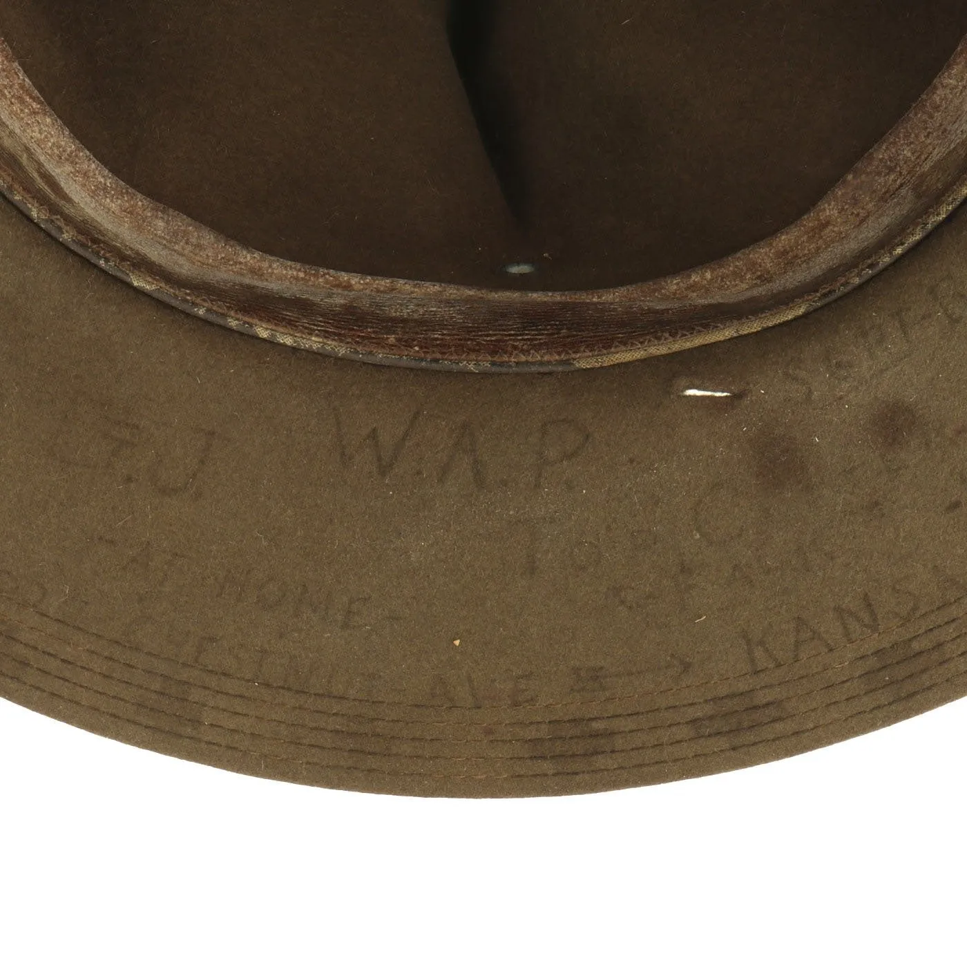 Original Pre-WWI U.S. Army Pancho Villa Expedition M1911 Campaign Hat with Information Written on Brim