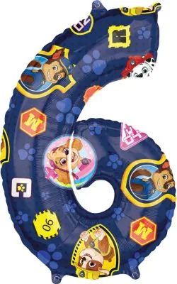 Paw Patrol - 26" Number '6' Blue Mylar Balloon