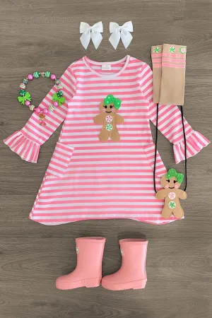 Pink Striped Gingerbread Girl Dress