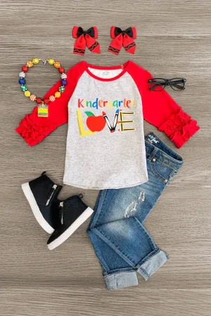 "Kindergarten Love" Ruffle Sleeve Top