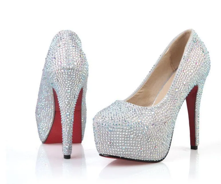 Rhinestone High Heels Platform Shoes Women Pumps Party Wedding Shoes, SY0132