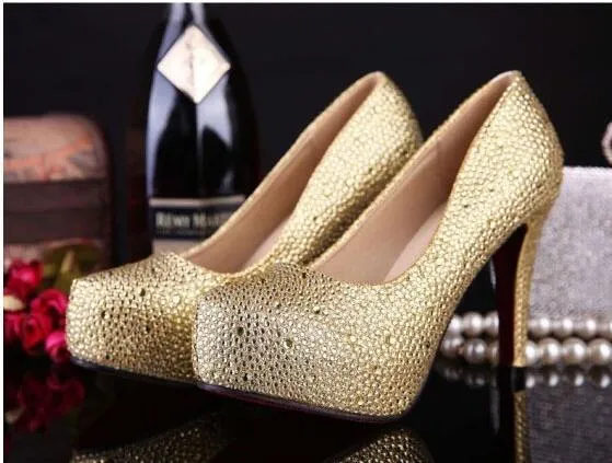 Rhinestone High Heels Platform Shoes Women Pumps Party Wedding Shoes, SY0132