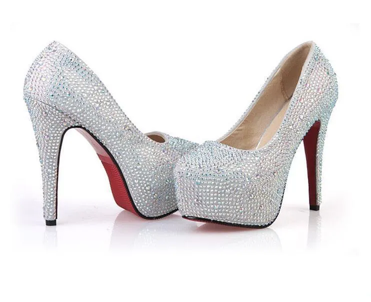 Rhinestone High Heels Platform Shoes Women Pumps Party Wedding Shoes, SY0132