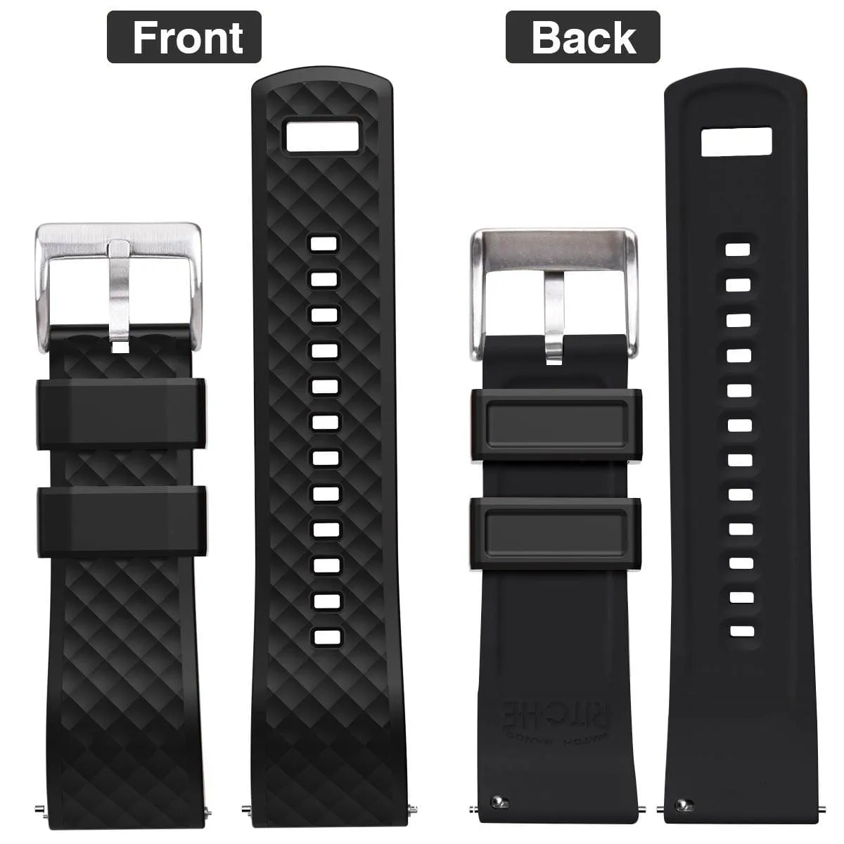 Ritche Black Classic Silicone Quick Release Watch Bands