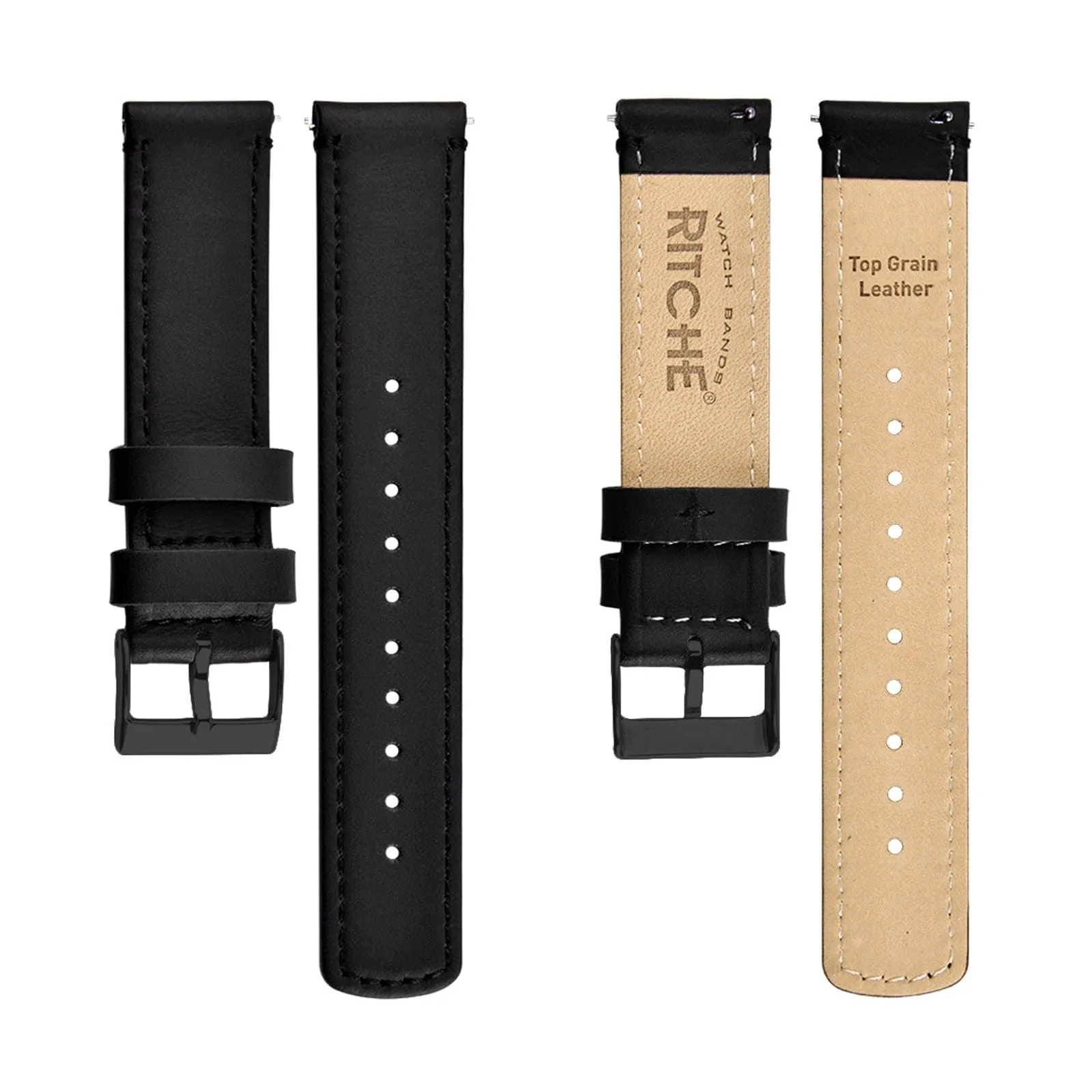 Ritche Black Top Grain Leather Watch Band