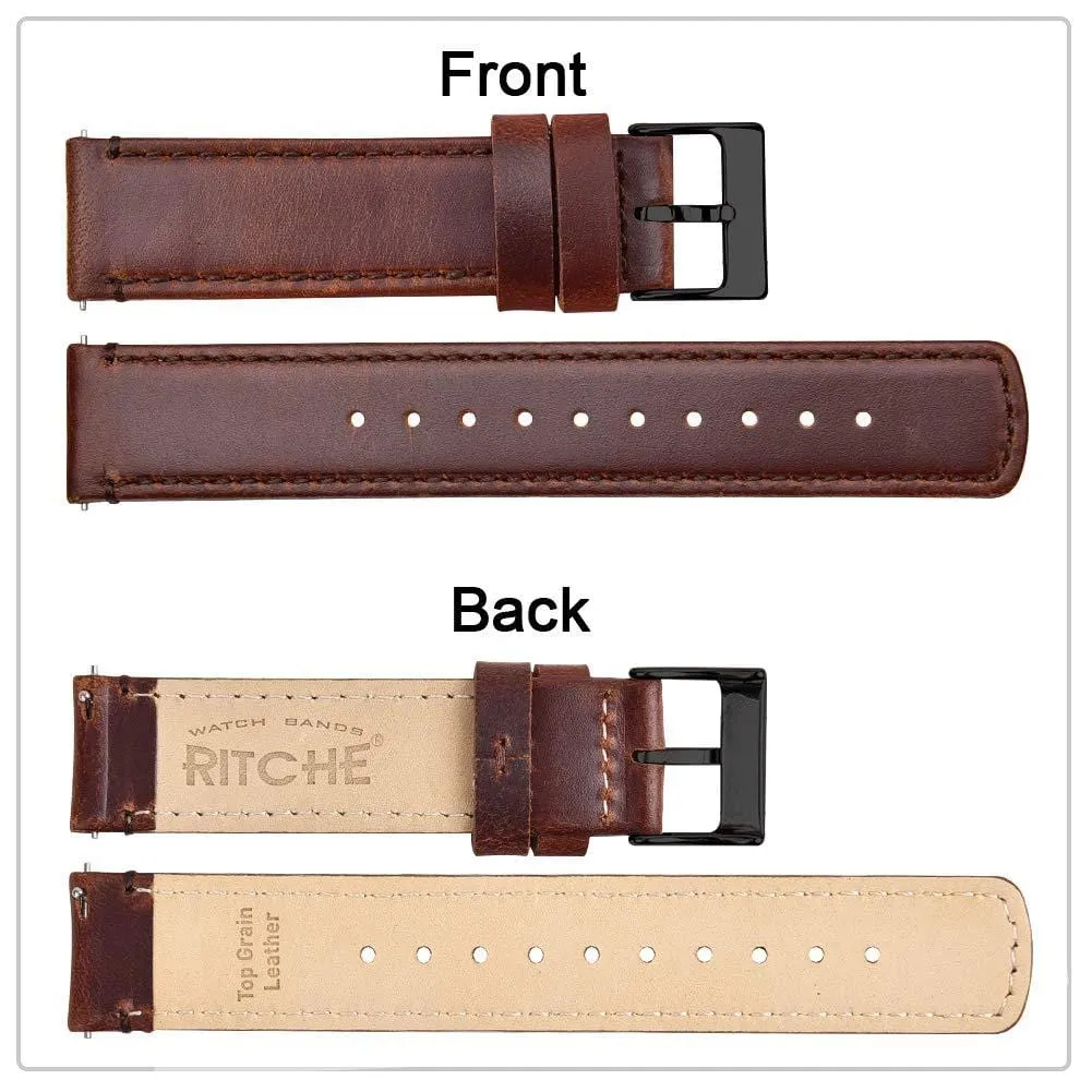 Ritche Coffee Top Grain Leather Watch Bands