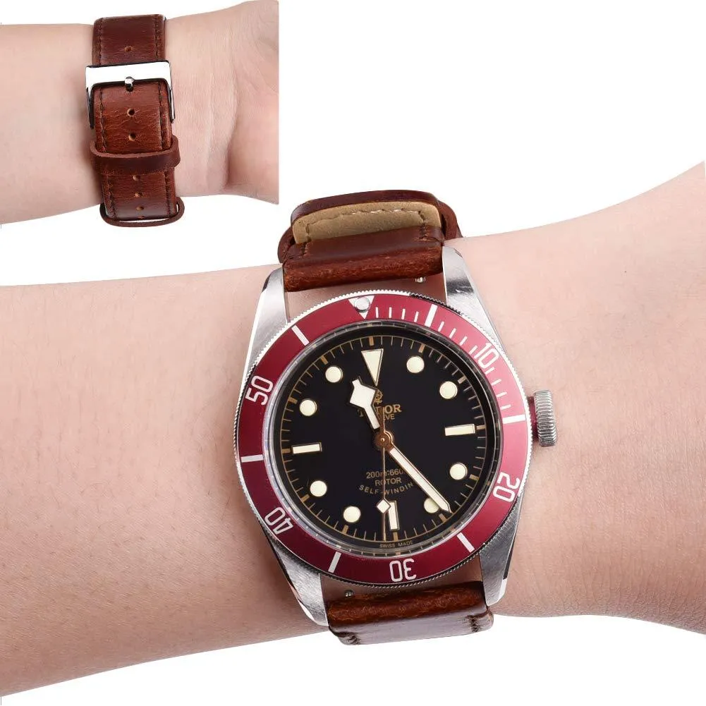 Ritche Coffee Top Grain Leather Watch Bands