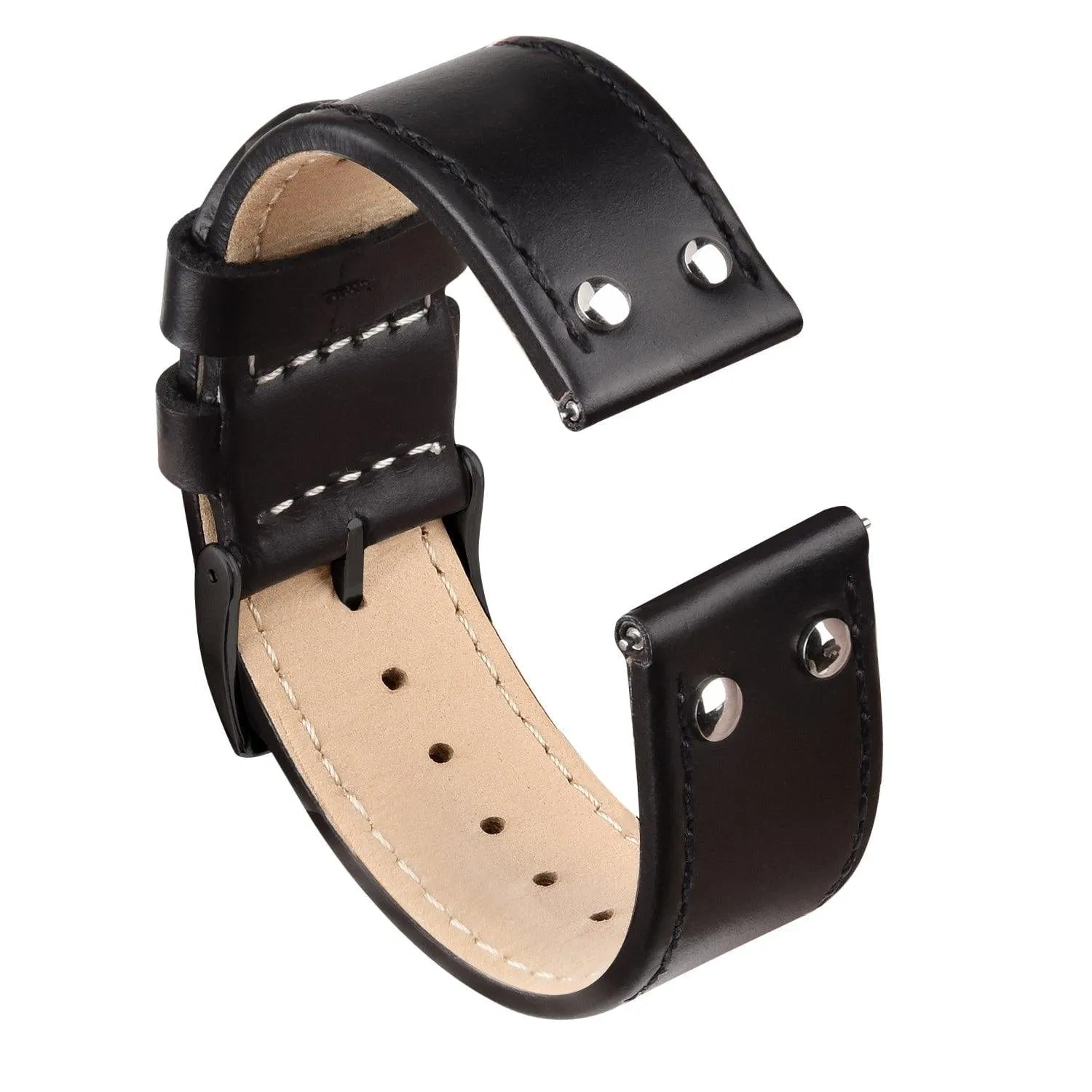 Ritche Pilot Black Leather Watch Bands