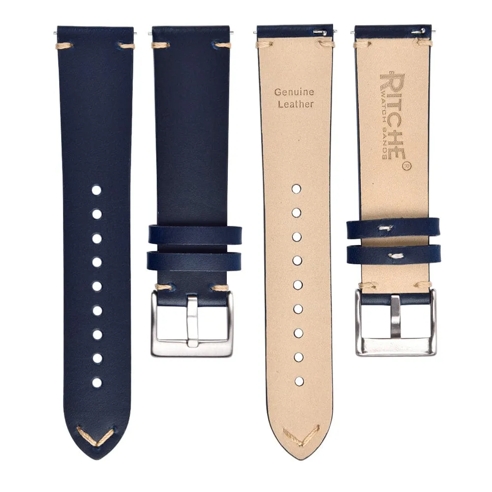 Ritche Vintage Navy Blue Leather Watch Bands