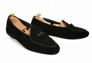 Rubinacci - Black Suede Belgian Loafers EU 45/UK 11