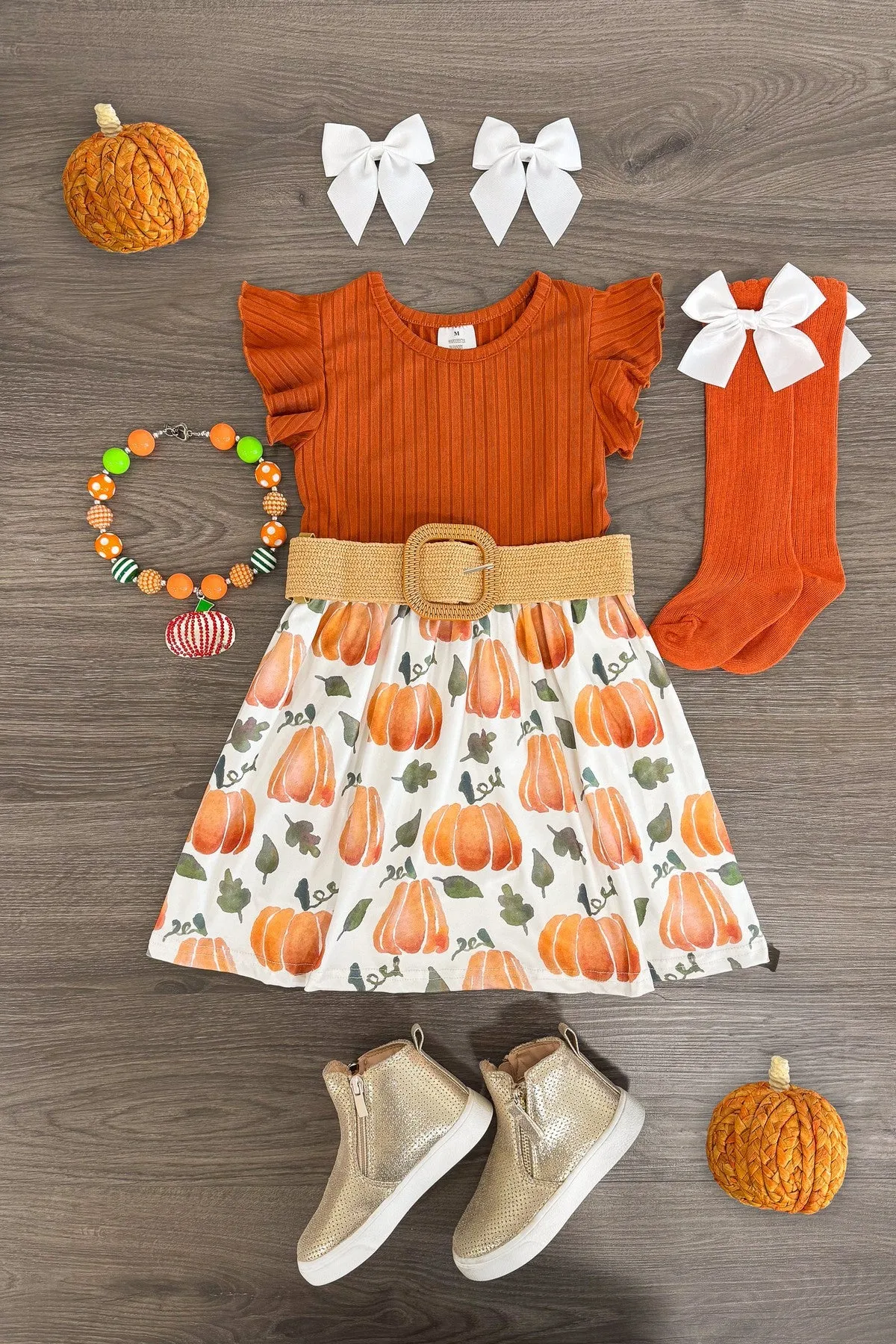 Rust Watercolor Pumpkin Dress