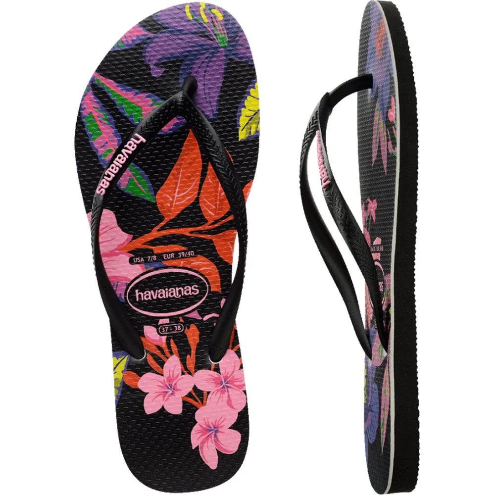 Slim Floral Neon Thongs