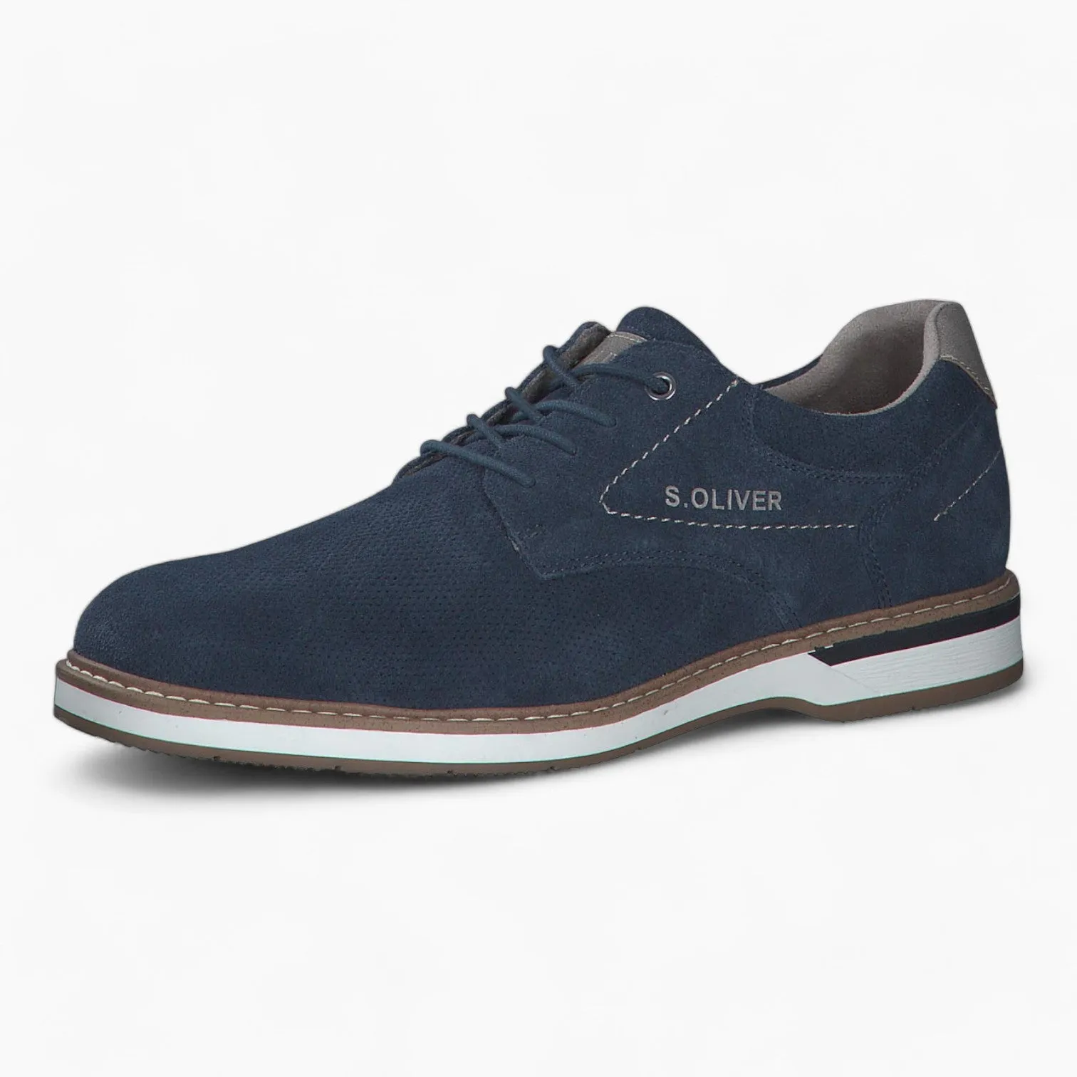 S.Oliver Men's Navy Nubuck Lace-Up Shoes with Soft Foam Insole