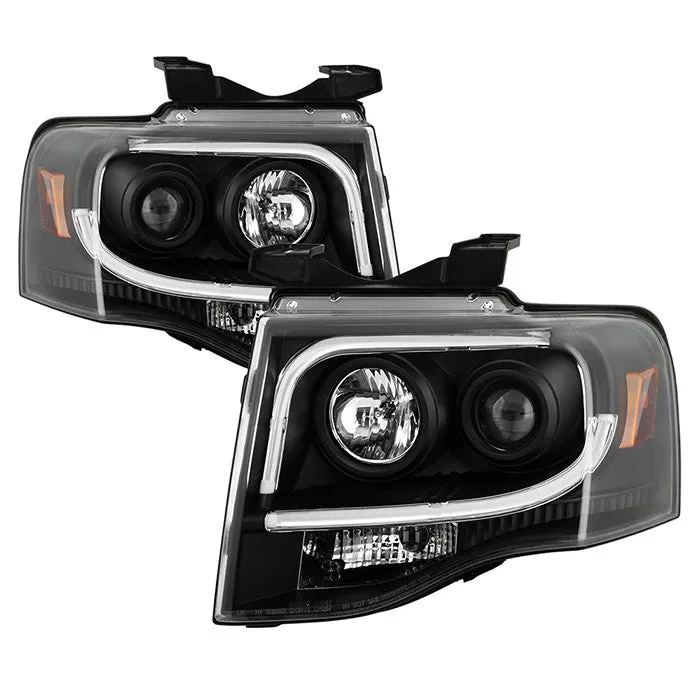 Spyder Ford Expedition 07-13 LED Tube DRL Pro Headlights Black